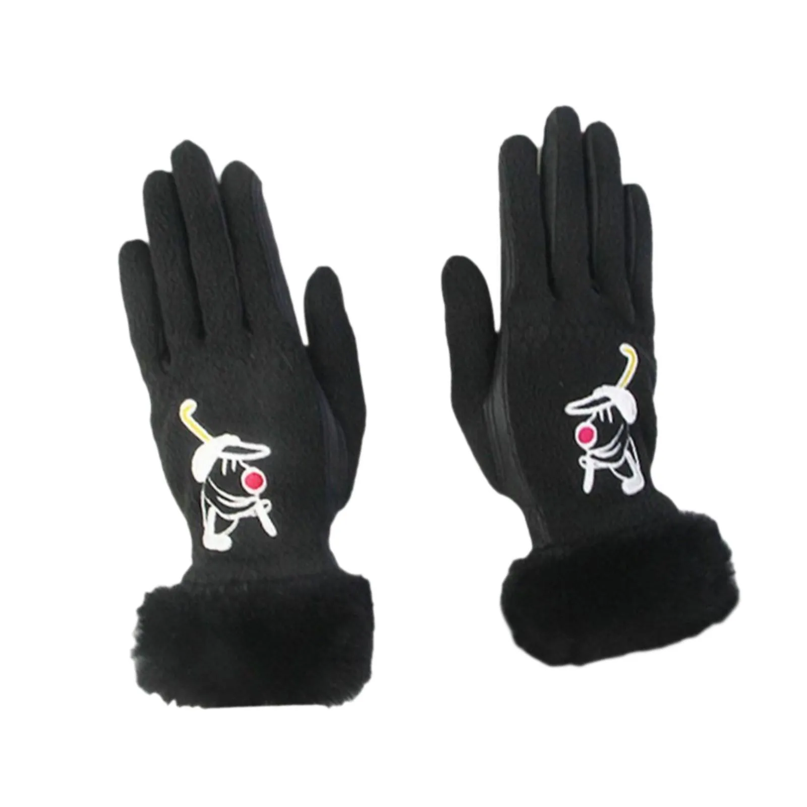 1 Pair of Golf Gloves Winter Training Gloves Mitts for Fishing Biking Hiking Black 19