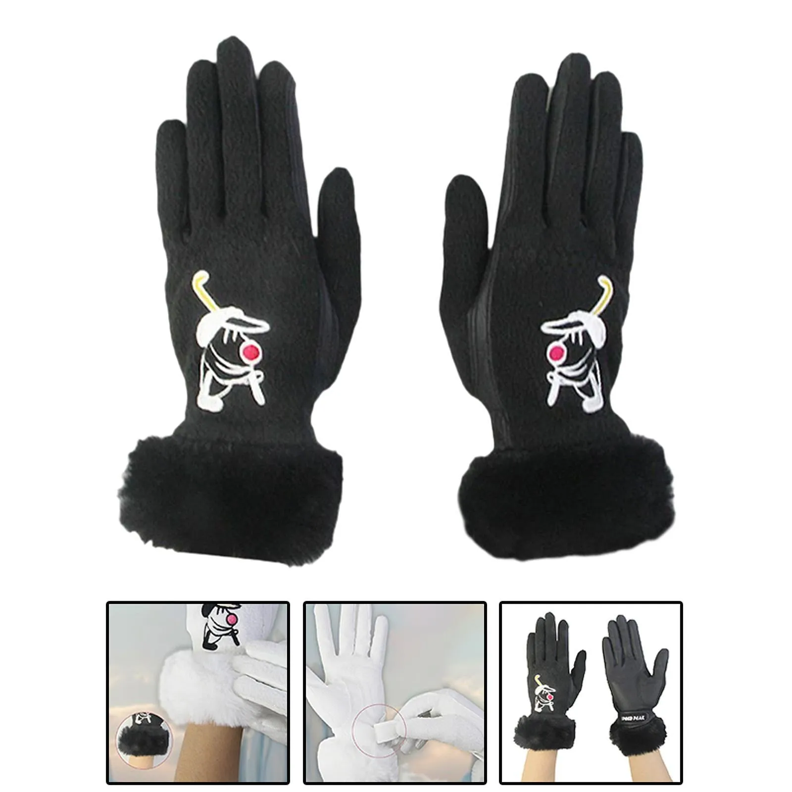 1 Pair of Golf Gloves Winter Training Gloves Mitts for Fishing Biking Hiking Black 19