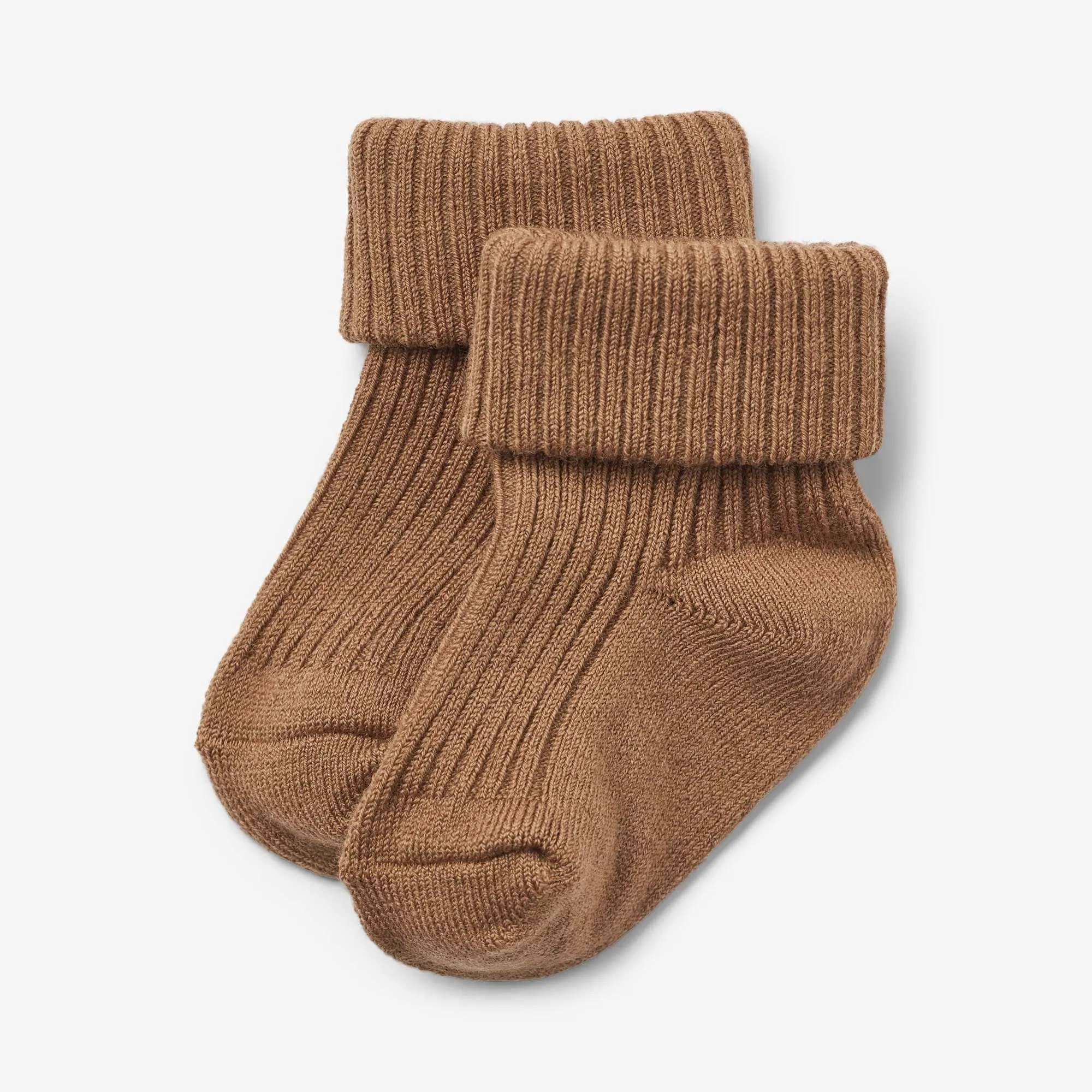 2 pk Wool Rib Socks Ziggy - caramel