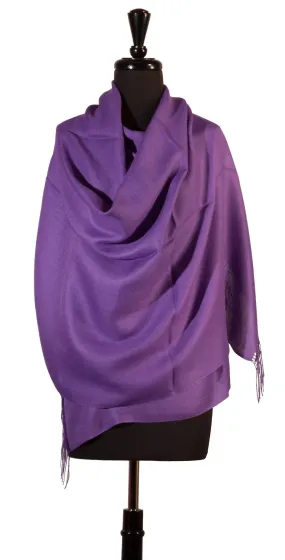 Baby Alpaca & Silk Shawl in Solid Color - Amethyst Purple