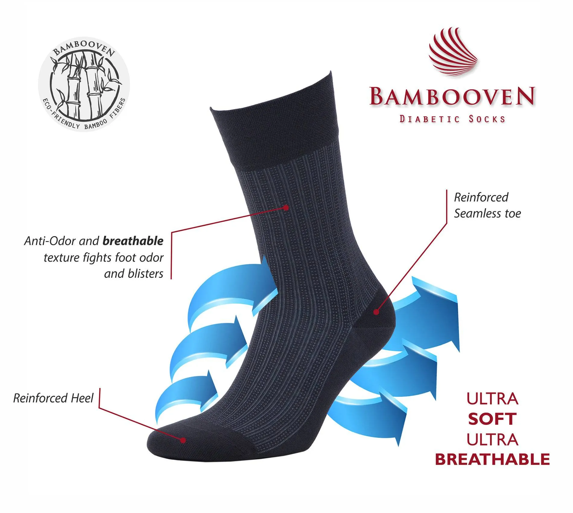 Bambooven Men’s Dress & Trouser Socks – Soft & Odor-Free (8 Pack) 627