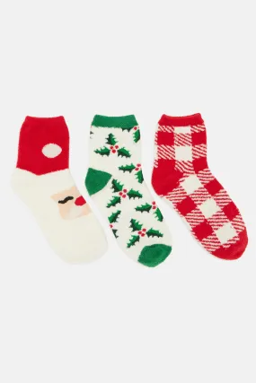 Be Merry 3 Pack Socks - Red/combo