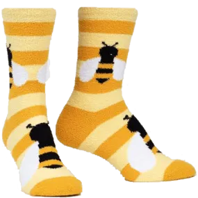 Bee Cozy Women's Fuzzy Crew Slipper Socks