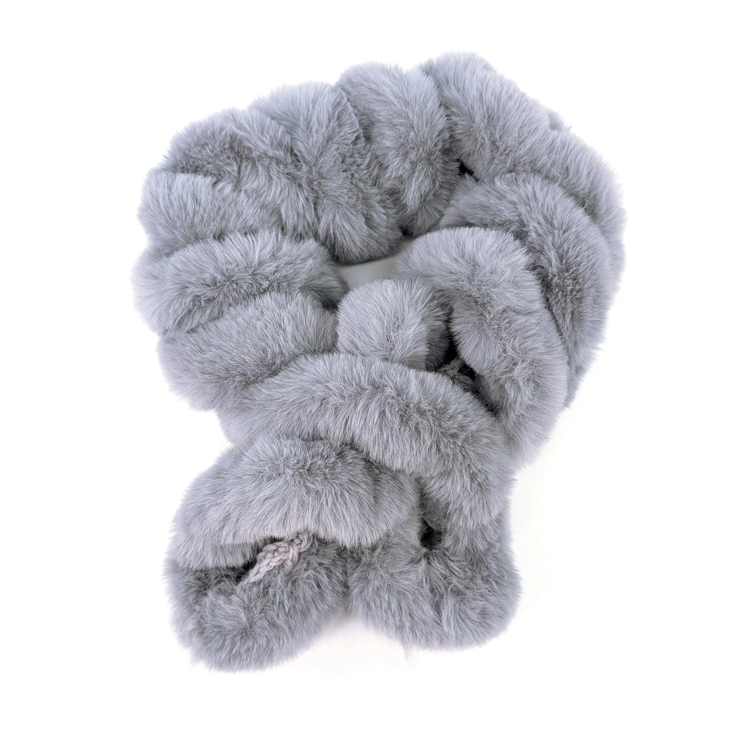 Black Ginger Grey Faux Fur Corkscrew Collar Scarf - 736-399