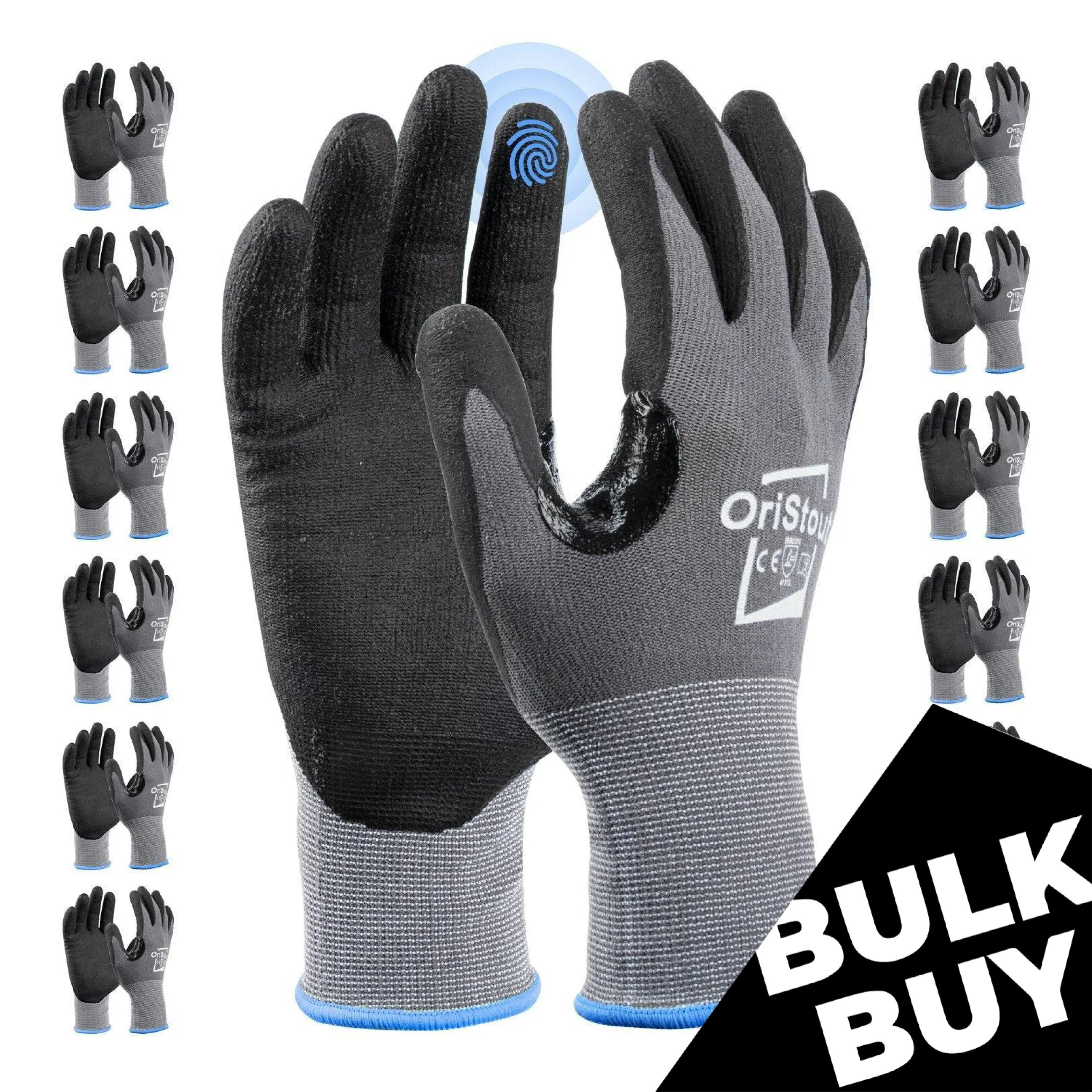 [Bulk Buy] 60 Pair Safety Workwear Gloves, Micro-Foam Nitrile Coated, Water and Oil Repellent