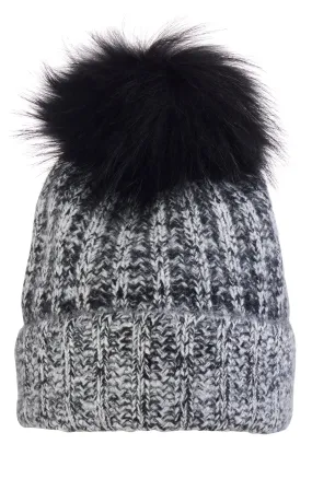 CASHMERE BEANIE WITH FUR POM HAT