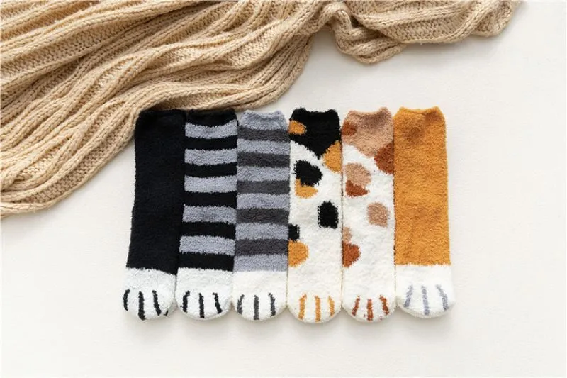 Cat Claw Coral Plush Socks - King Stone Brothers and Co™️