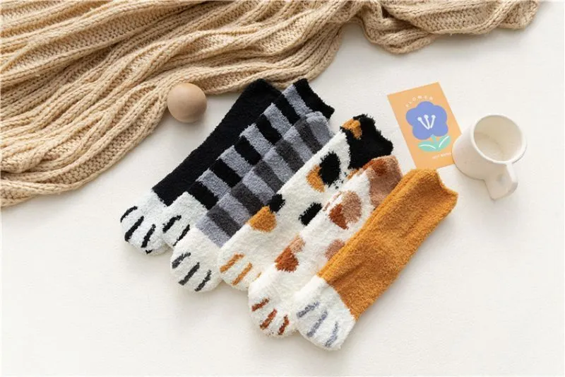 Cat Claw Coral Plush Socks - King Stone Brothers and Co™️