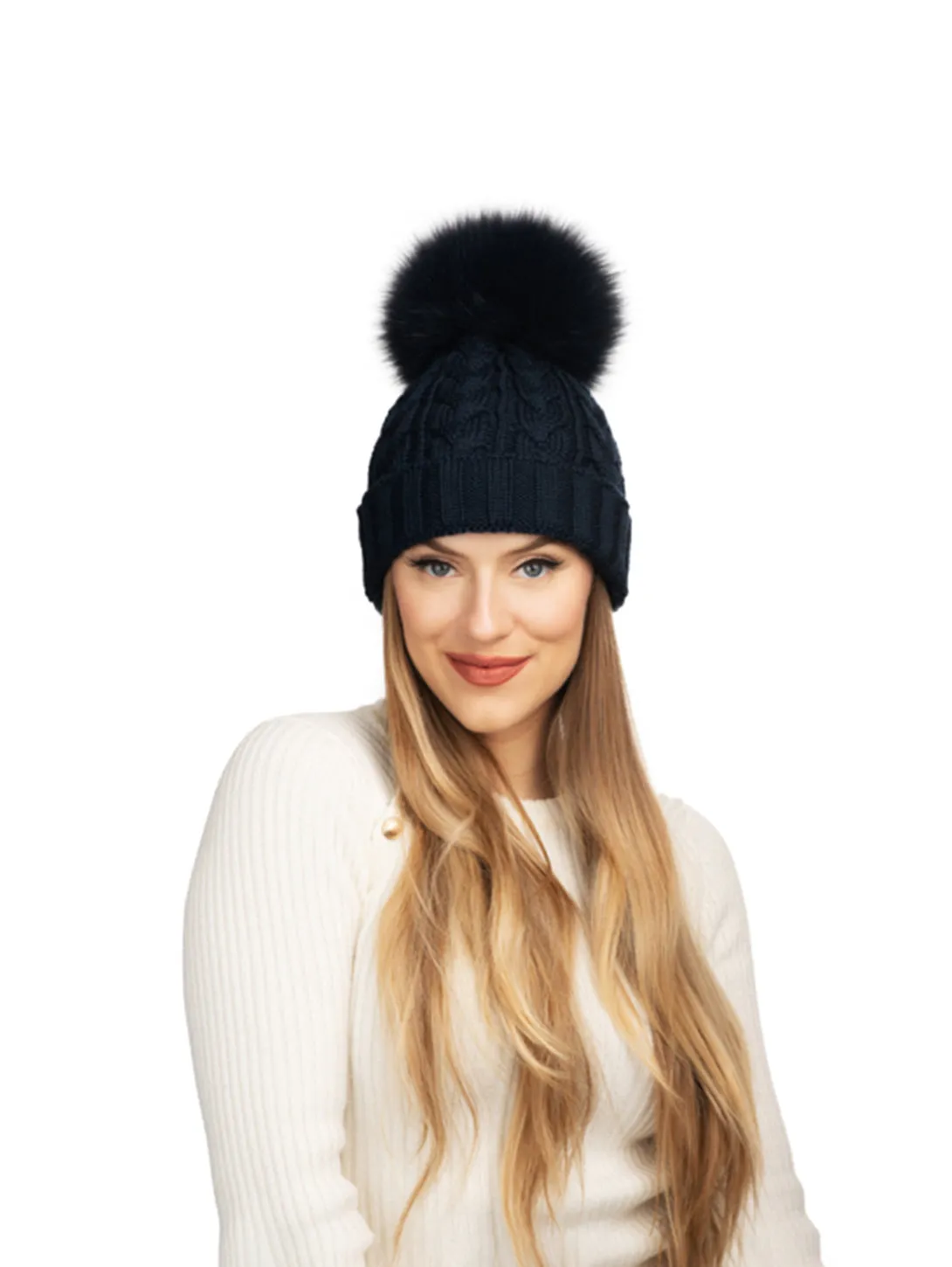 Charlie Cable Knit Hat - Midnight Navy