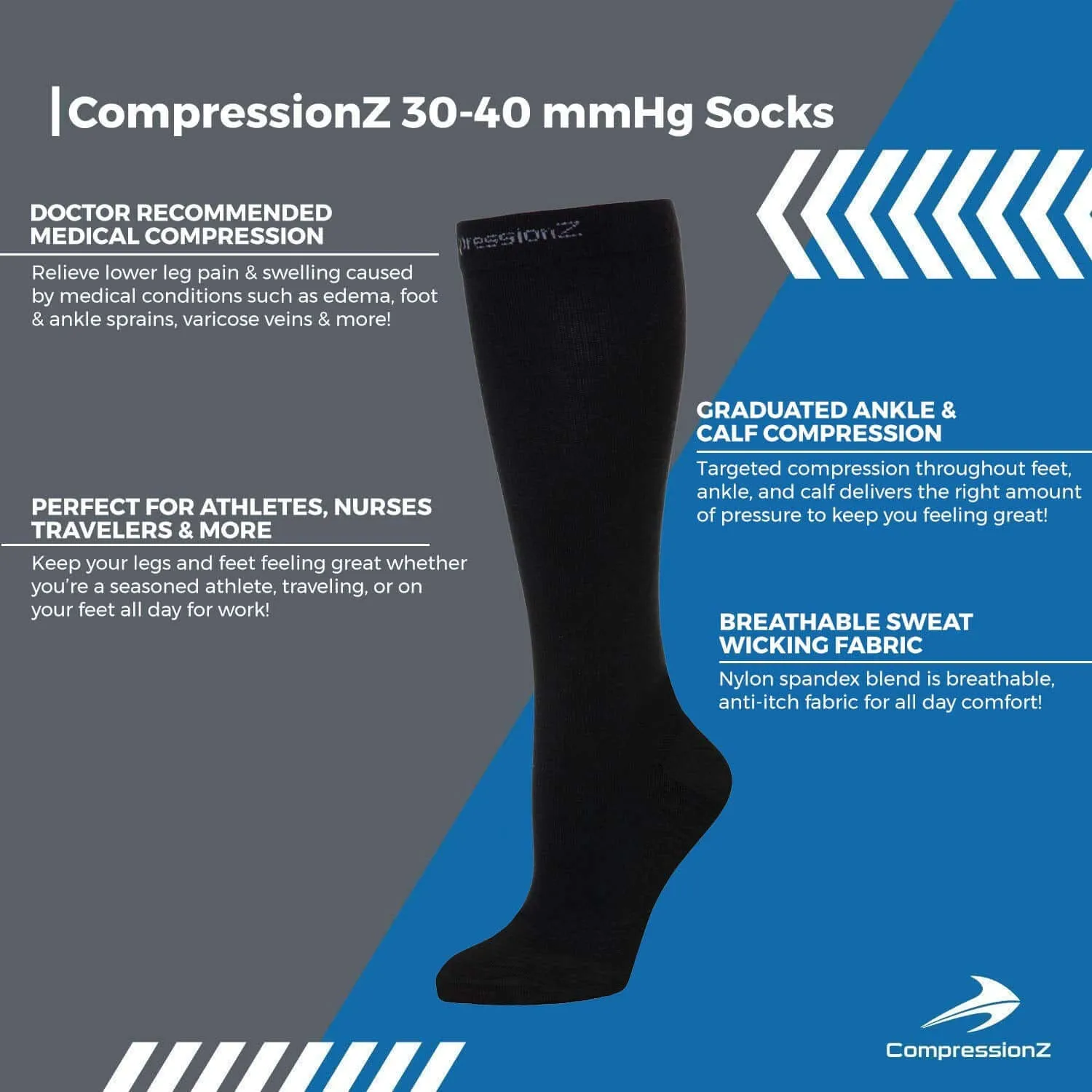 Compression Socks (30-40 mmHg) - Black