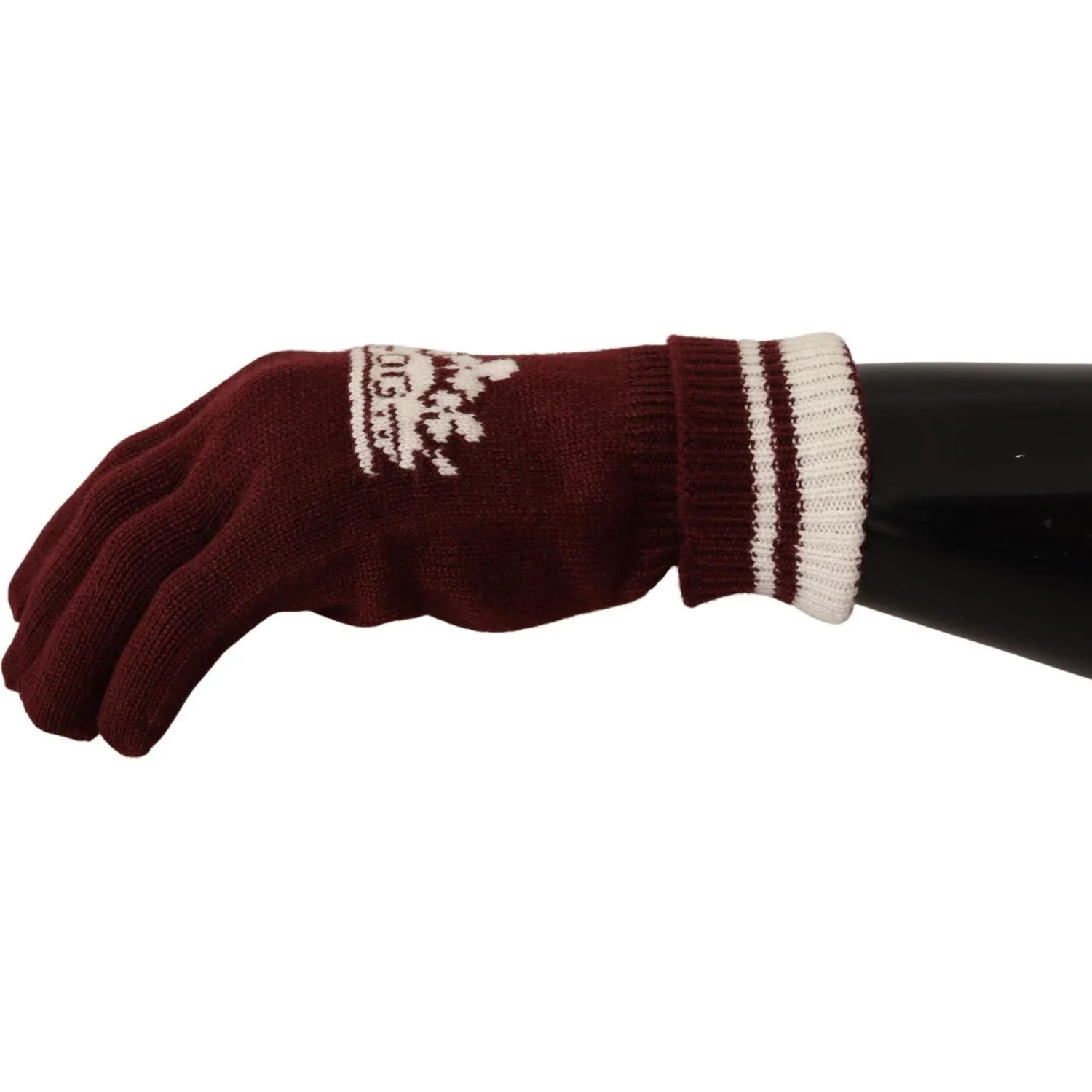 Dolce & Gabbana Elegant Red Cashmere Gloves with Crown Motif