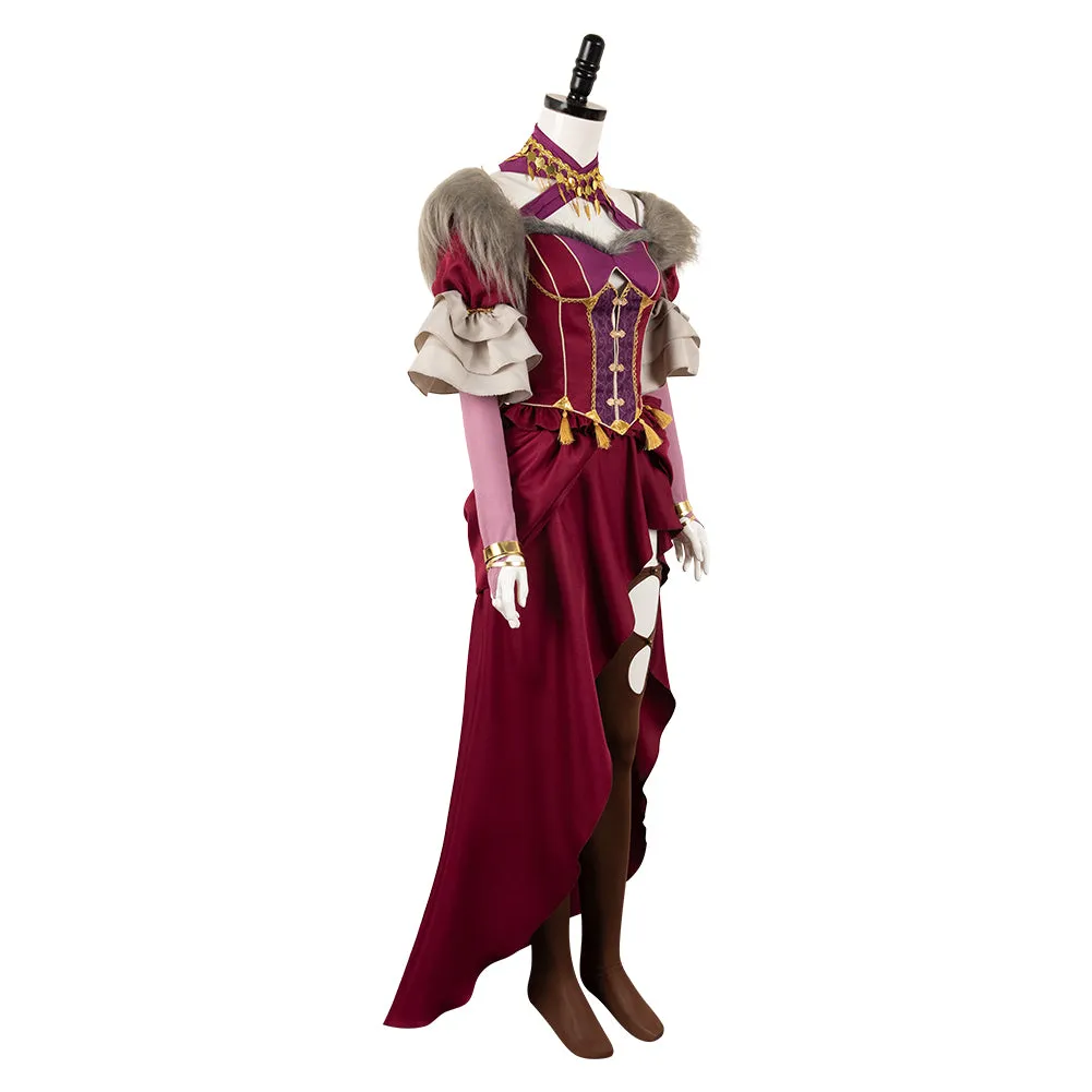 Dragon's Dogma Wilhelmina Women Red Dress Party Carnival Halloween Cosplay Costume