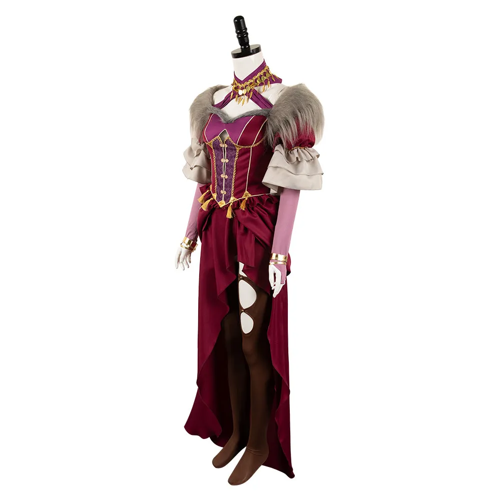 Dragon's Dogma Wilhelmina Women Red Dress Party Carnival Halloween Cosplay Costume