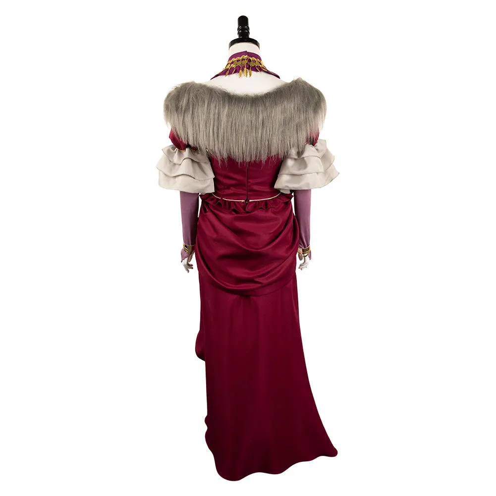 Dragon's Dogma Wilhelmina Women Red Dress Party Carnival Halloween Cosplay Costume