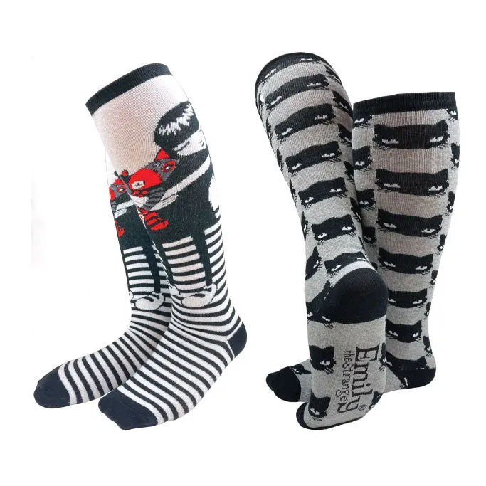 Emily the Strange Girl's  Elegant Fashion Knee High Socks - 2 Pair (Kids Size)