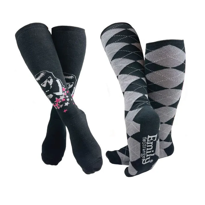 Emily the Strange Girl's  Elegant Fashion Knee High Socks - 2 Pair (Kids Size)