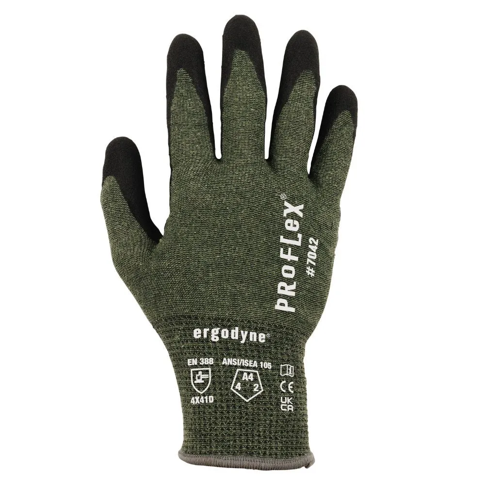 Ergodyne 10335 #7042 12-pair XL Green ANSI A4 Nitrile Coated CR Gloves