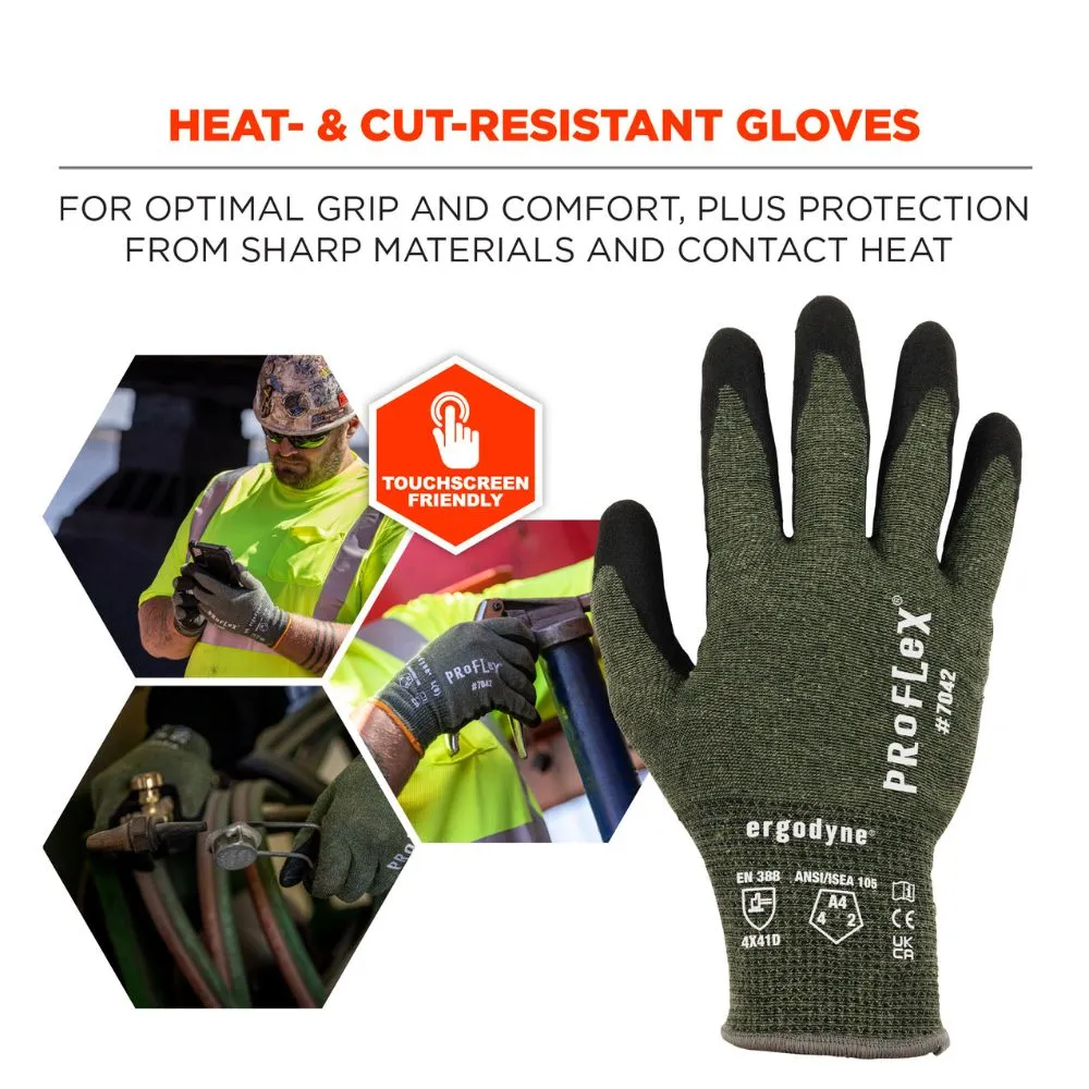 Ergodyne 10335 #7042 12-pair XL Green ANSI A4 Nitrile Coated CR Gloves