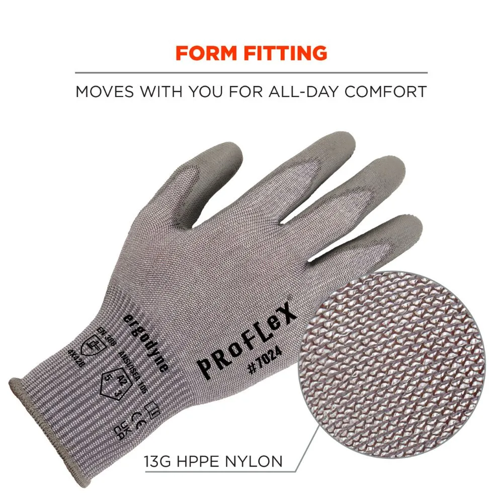 Ergodyne 10402 #7024 1-pair S Gray ANSI A2 PU Coated CR Gloves