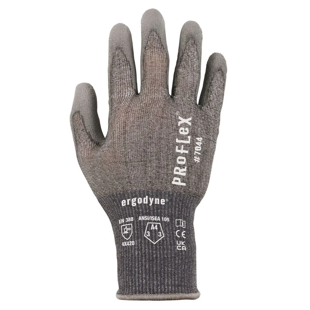 Ergodyne 10493 #7044 1-pair M Gray ANSI A4 PU Coated CR Gloves