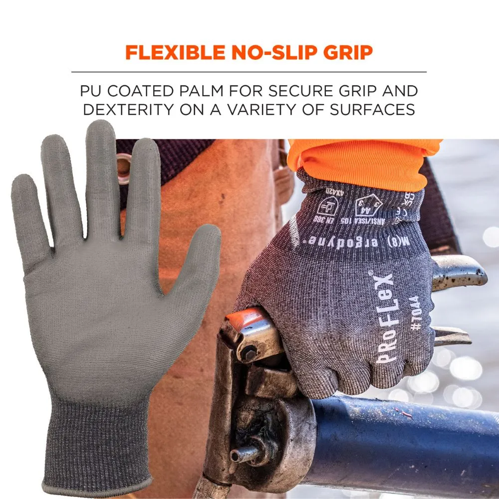 Ergodyne 10494 #7044 1-pair L Gray ANSI A4 PU Coated CR Gloves