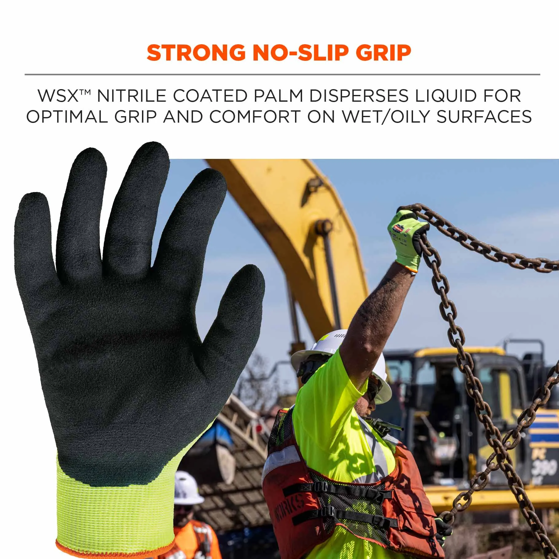 Ergodyne 17965 7021 XL Lime ANSI A2 Nitrile-Coated CR Gloves - WSX