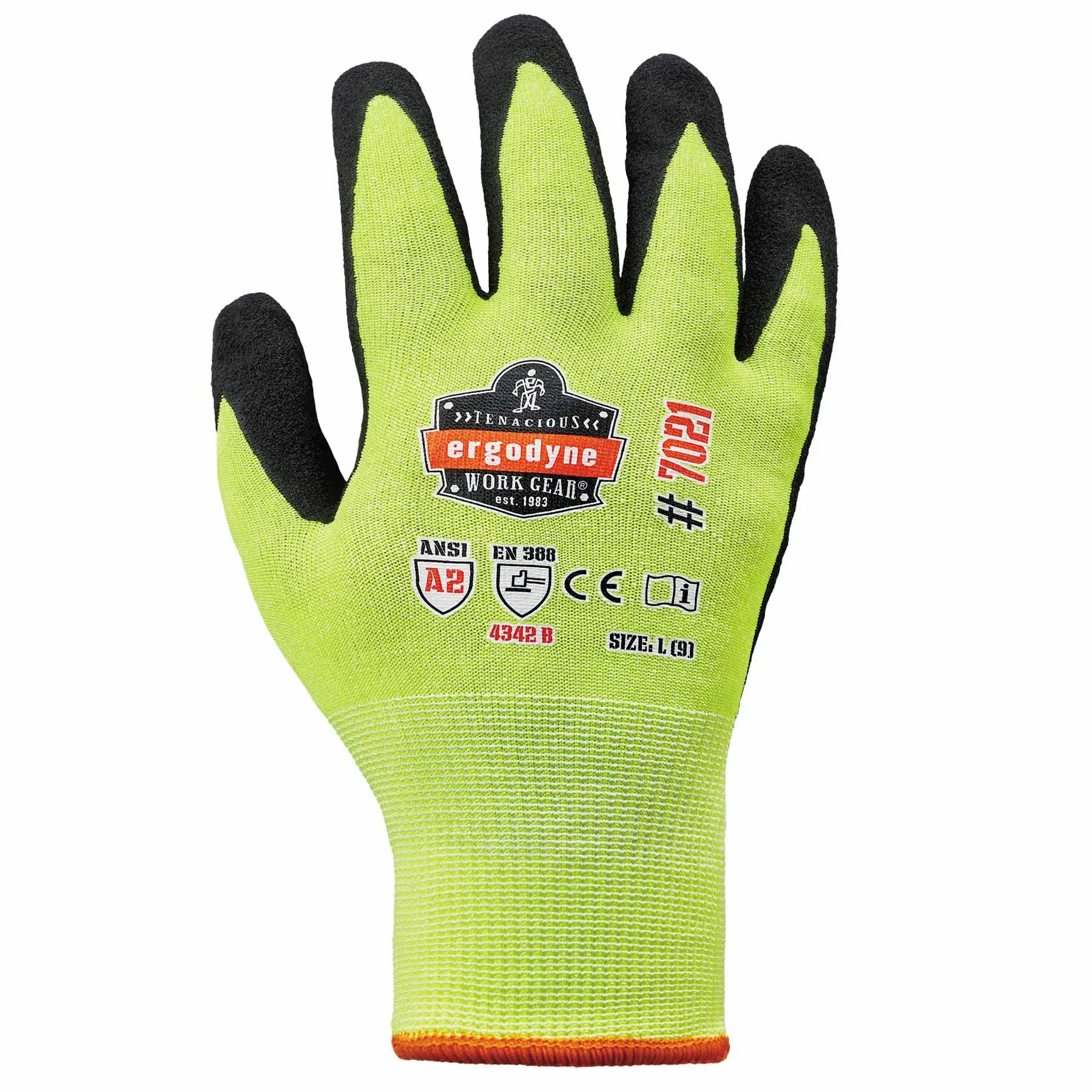 Ergodyne 17965 7021 XL Lime ANSI A2 Nitrile-Coated CR Gloves - WSX