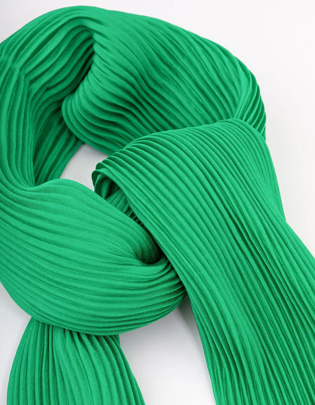 Fabric Green Pleated Satin Scarf