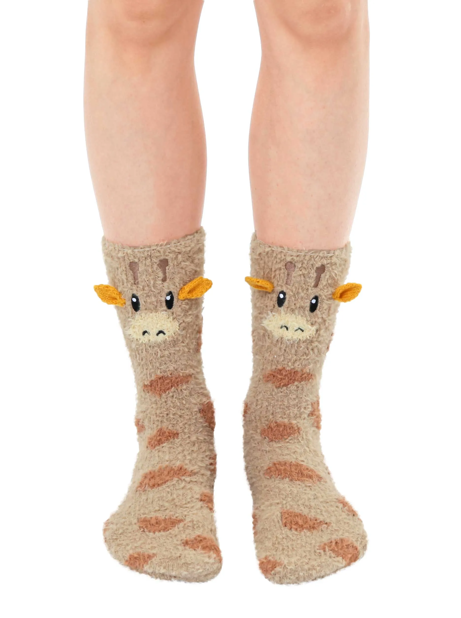 Fuzzy Giraffe Crew Socks