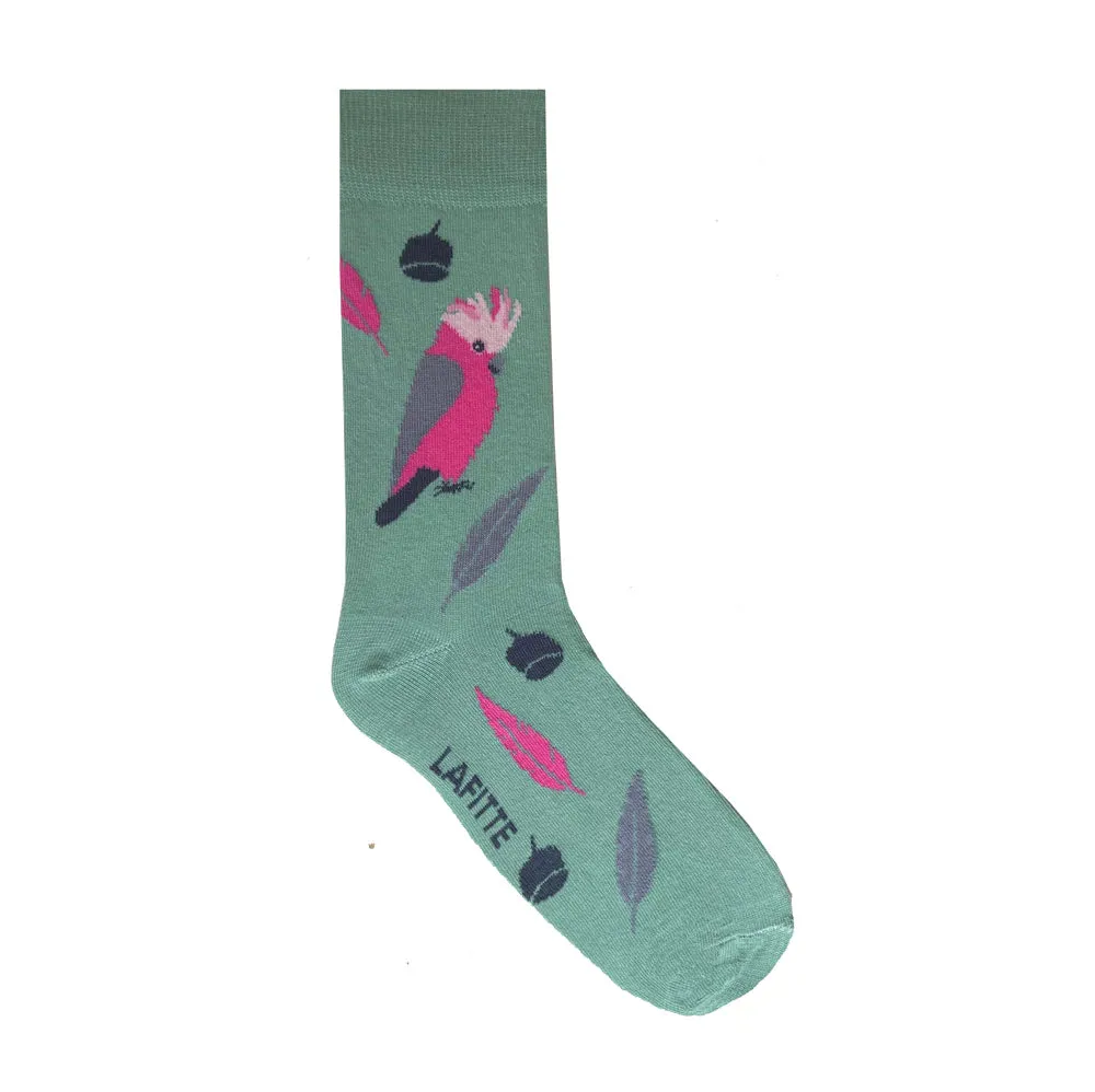 Galah Crew Socks in Green - Aussie Made