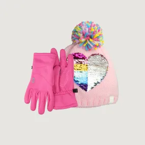 Girls' Patterned Beanie & Glove Set