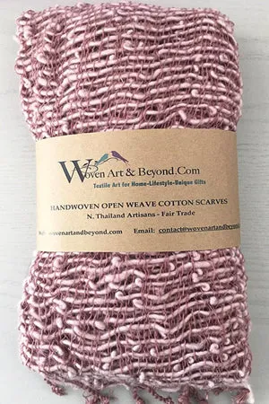 Handwoven Open Weave Cotton Scarf - Mauve