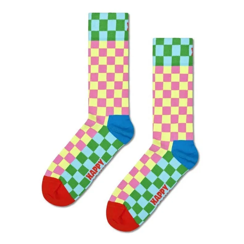 Happy Socks: Checkerboard Pink Yellow Blue