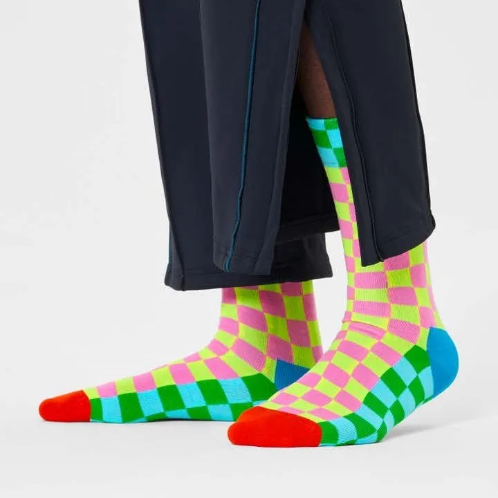 Happy Socks: Checkerboard Pink Yellow Blue