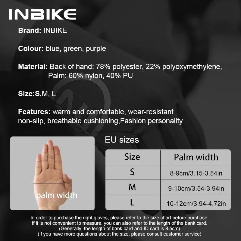 INBIKE 2024 Cycling Gloves Gel Padded for Men Autumn Winter Fleece