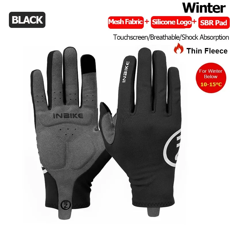 INBIKE 2024 Cycling Gloves Gel Padded for Men Autumn Winter Fleece