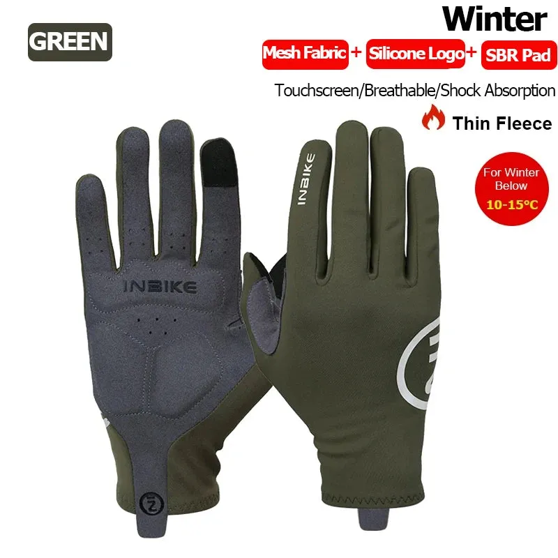 INBIKE 2024 Cycling Gloves Gel Padded for Men Autumn Winter Fleece