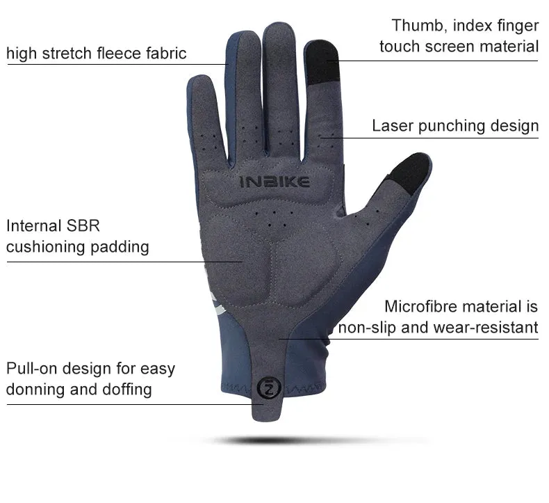 INBIKE 2024 Cycling Gloves Gel Padded for Men Autumn Winter Fleece