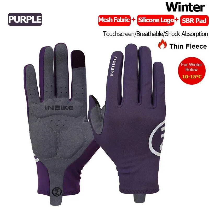 INBIKE 2024 Cycling Gloves Gel Padded for Men Autumn Winter Fleece