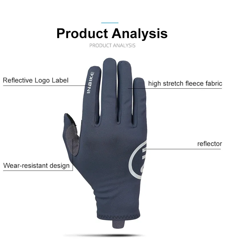 INBIKE 2024 Cycling Gloves Gel Padded for Men Autumn Winter Fleece