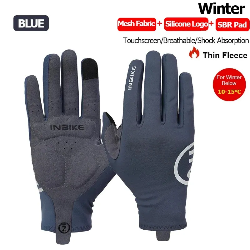 INBIKE 2024 Cycling Gloves Gel Padded for Men Autumn Winter Fleece