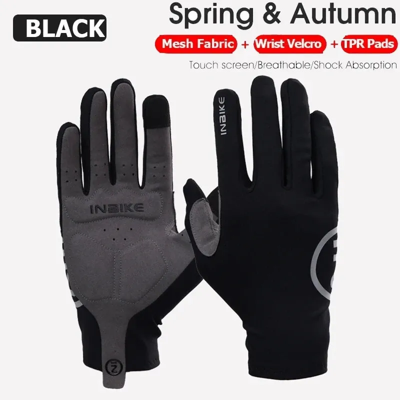 INBIKE 2024 Cycling Gloves Gel Padded for Men Autumn Winter Fleece