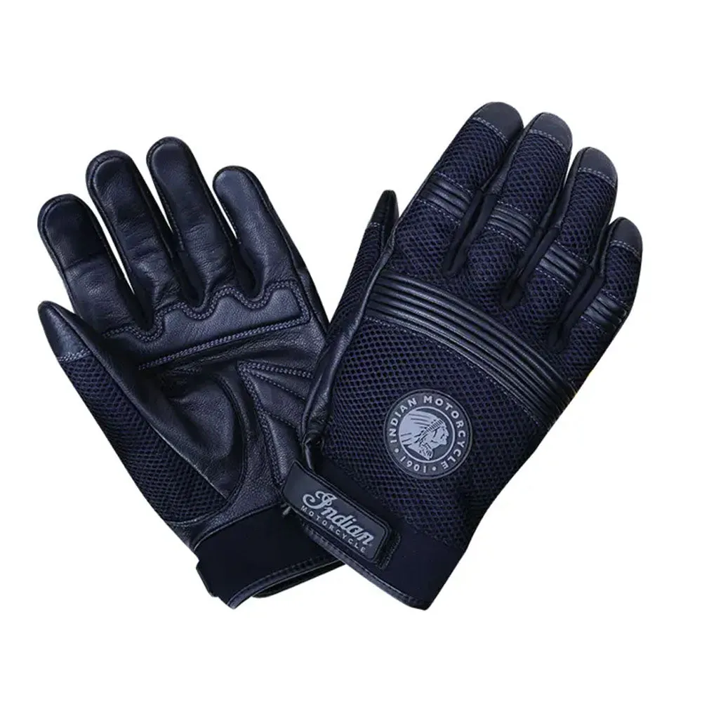 Indian Motorcycle  Mens Mesh 2 Warm Weather Riding Gloves Slim Breathable Black