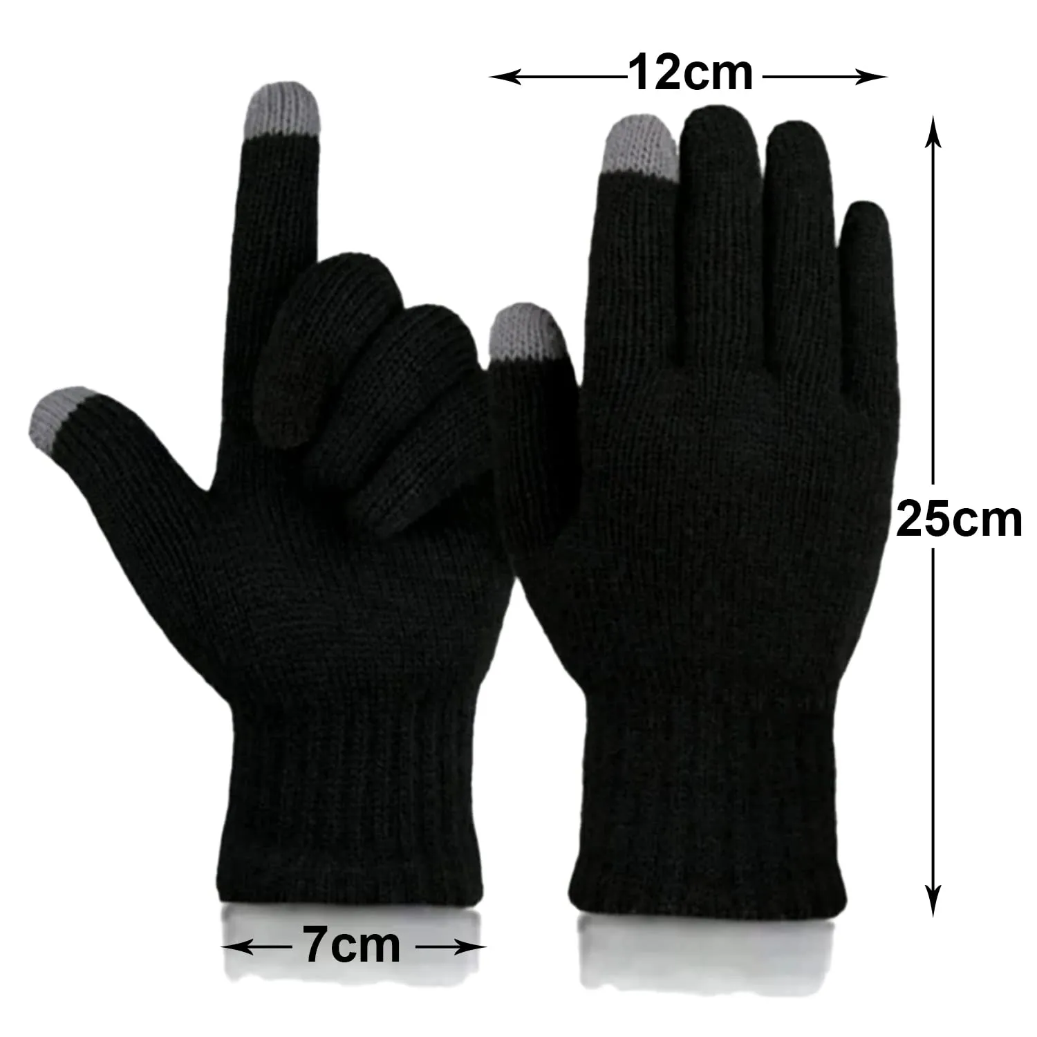 Kuber Industries Unisex Hand Gloves|Winter Gloves For Men, Woman|Touchscreen Woolen Gloves|Warm Winter Woolen Stretchable Gloves|1 Pair| (Black)