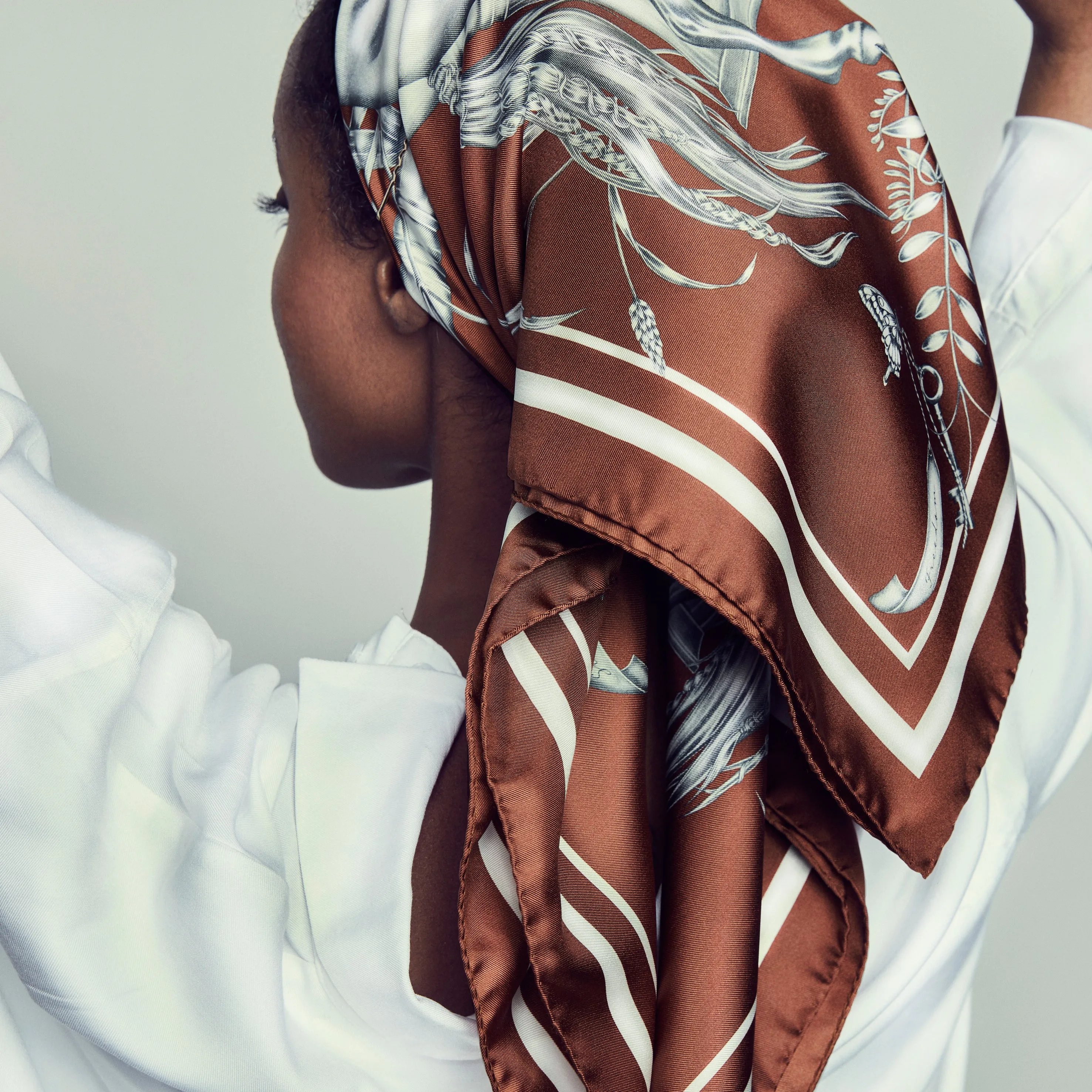 La Femme Silk Scarf Brown