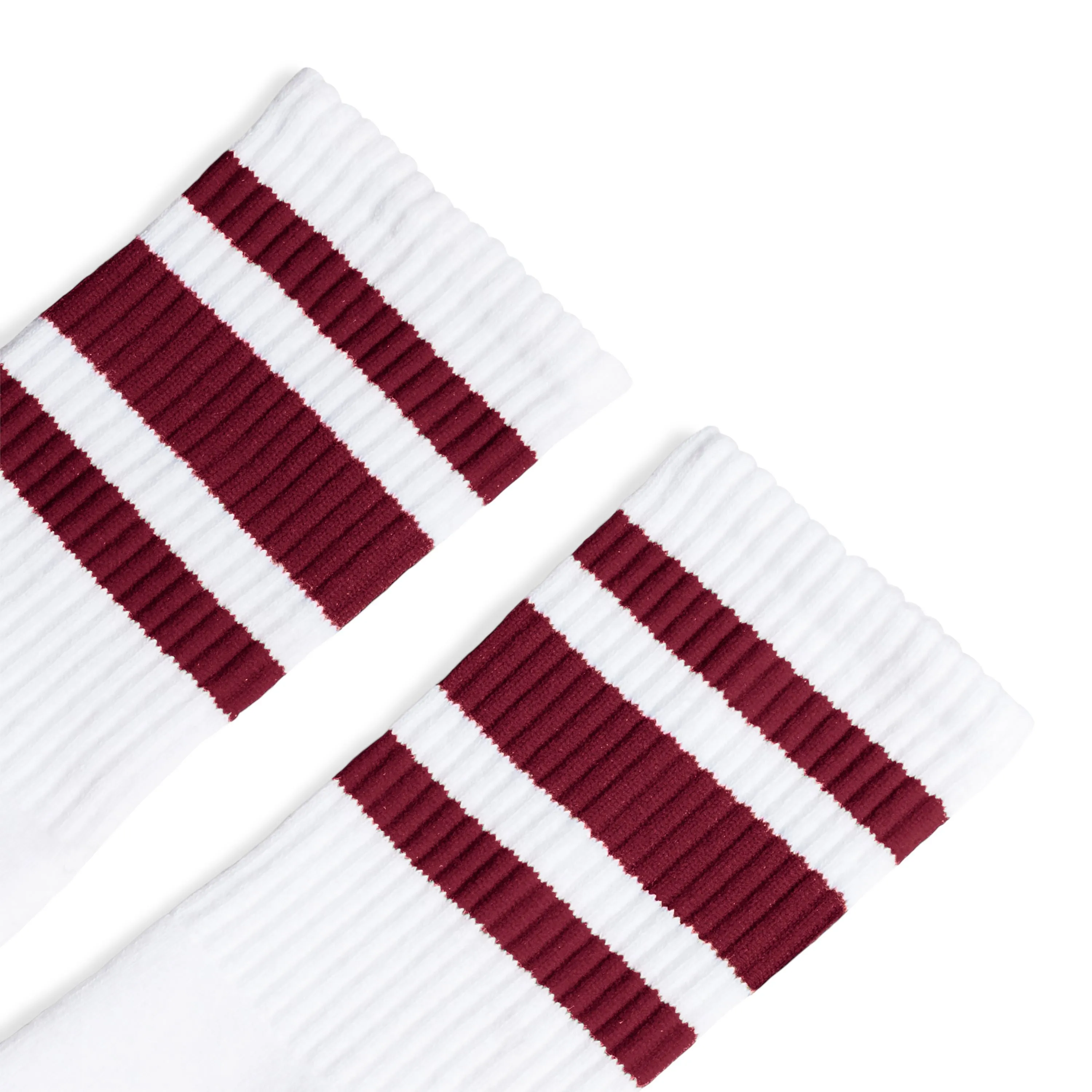 Maroon Striped Socks | White