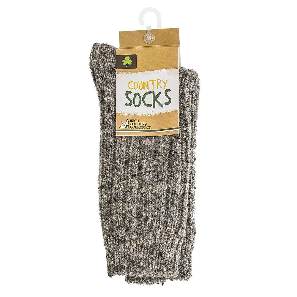 Mens Gray Irish Wool Country Socks