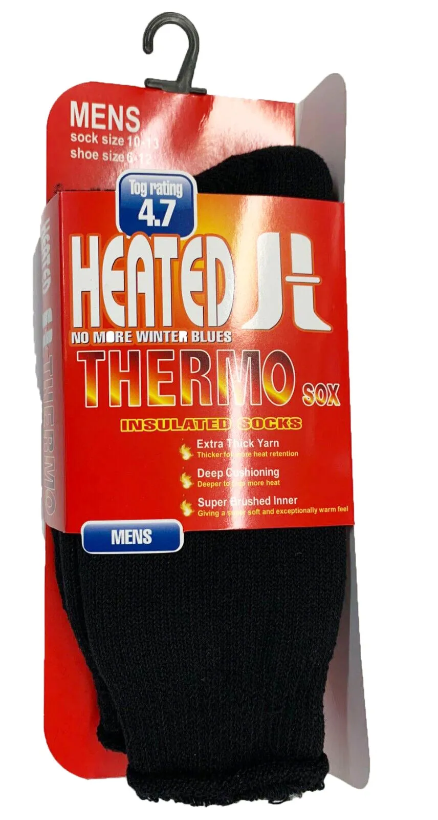 MENS HEATED THERMO SOX INSULATED SOCKS " 4.7 Tog rating & Ski Fur Lined (2 Pack)