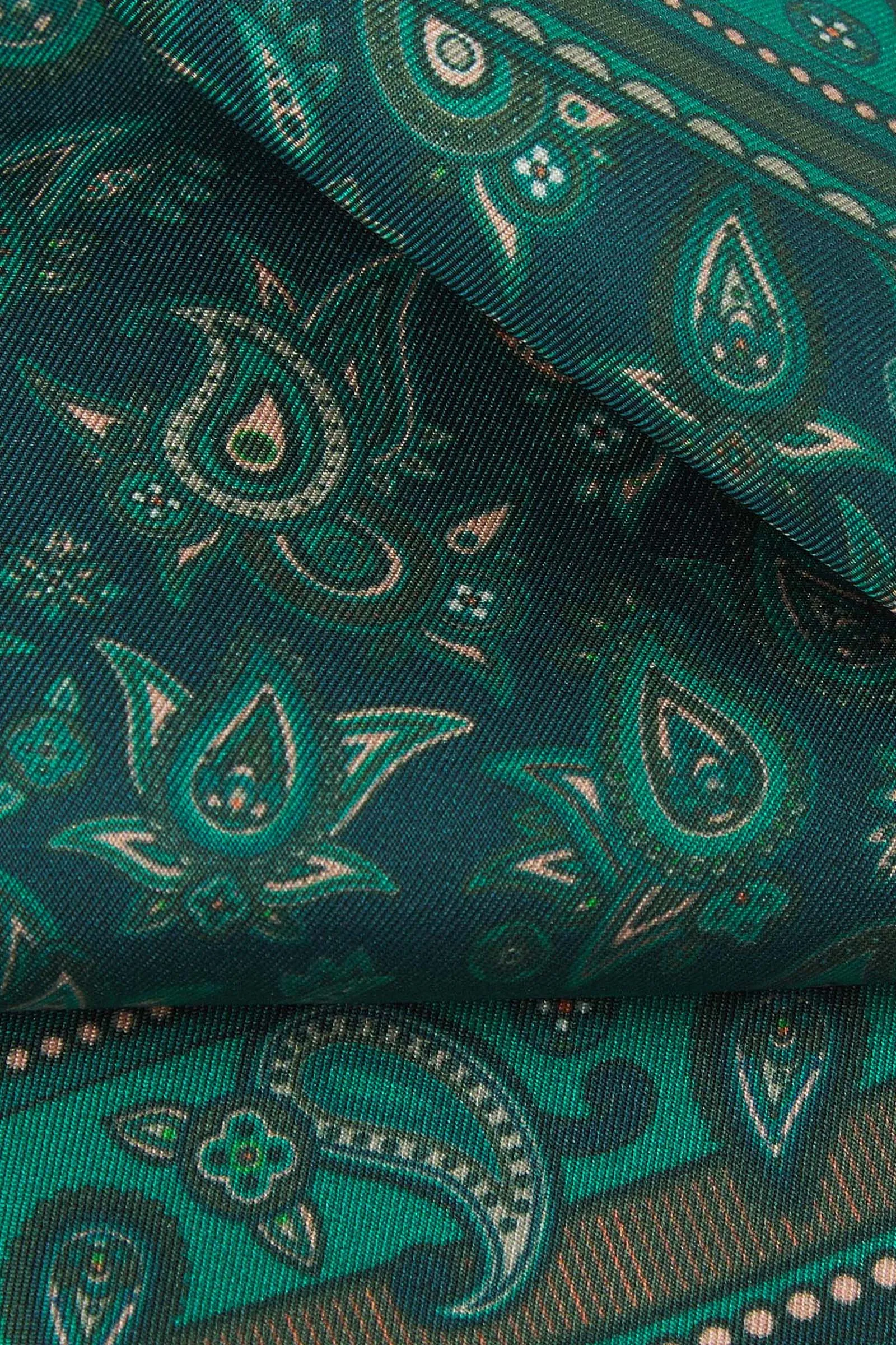 Men's Silk Pocket Square in Emerald Paisley - The Buttermere