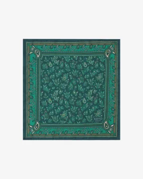 Men's Silk Pocket Square in Emerald Paisley - The Buttermere